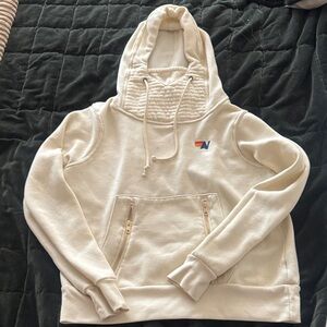 Aviator Nation Cream Sweatshirt with Rainbow Logo | S